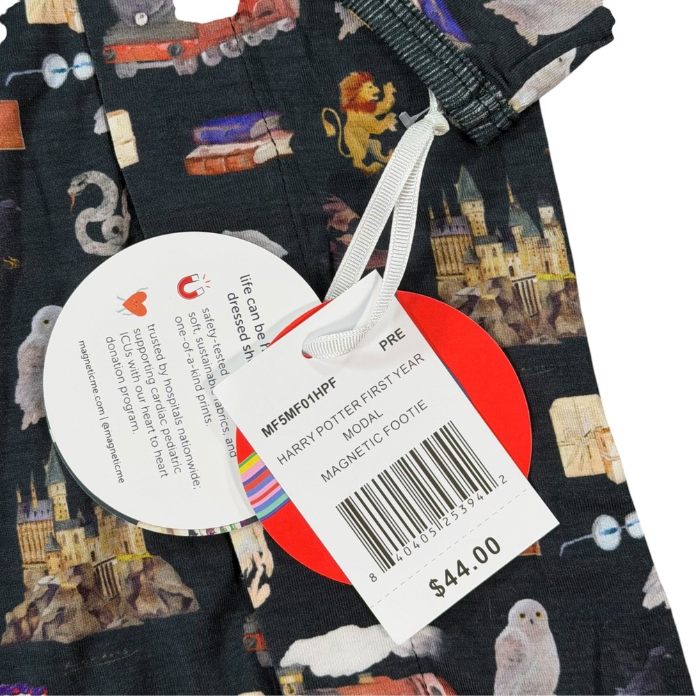 Magnetic Me Unisex Harry Potter First Year Black Magnetic Footie Size Preemie - Picture 3 of 5